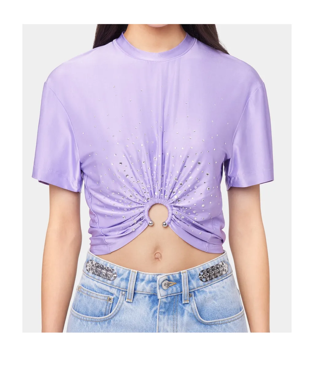 Piercing Embellished Cropped T-Shirt
