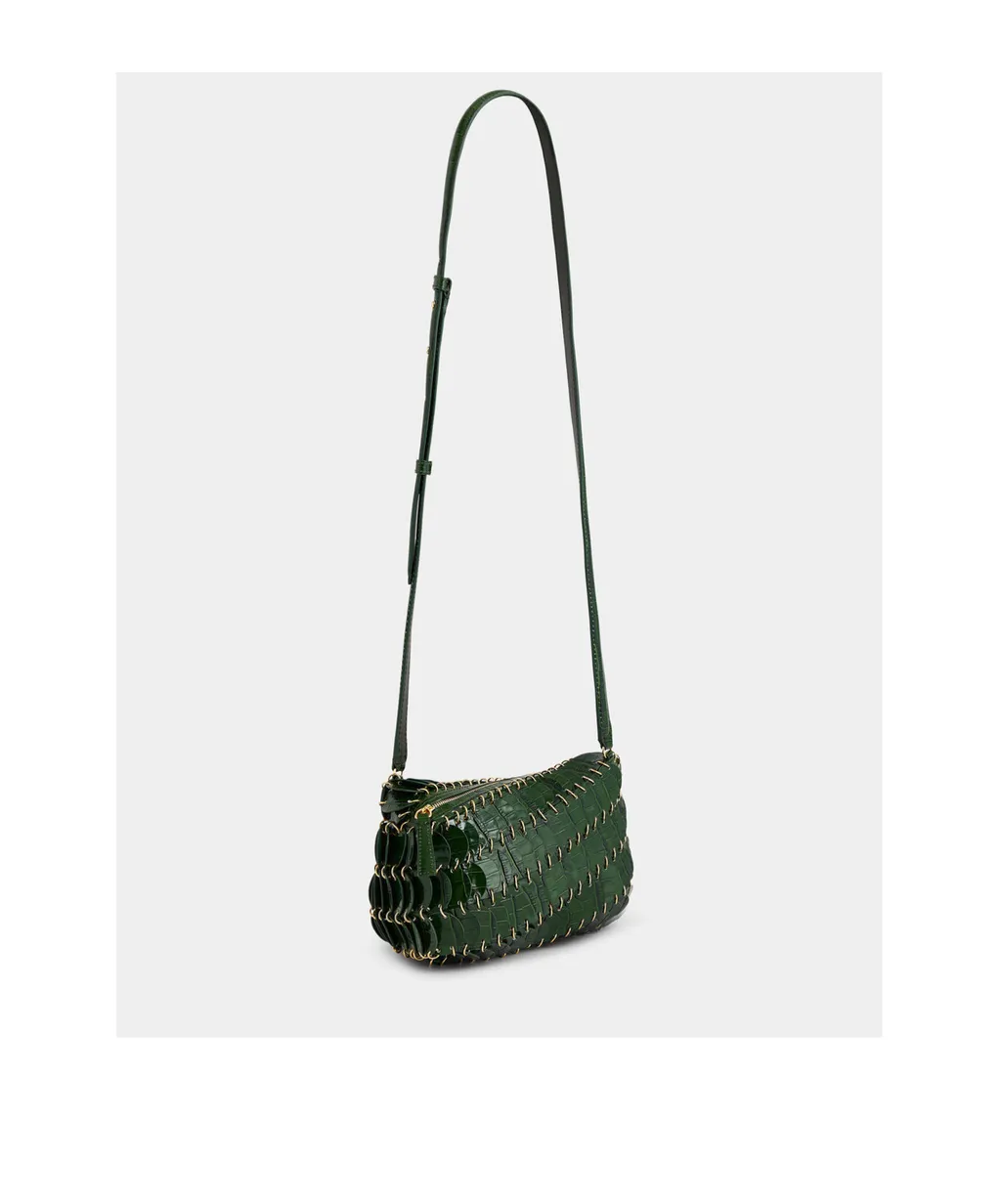 Discs Detailed Embossed Crossbody Bag