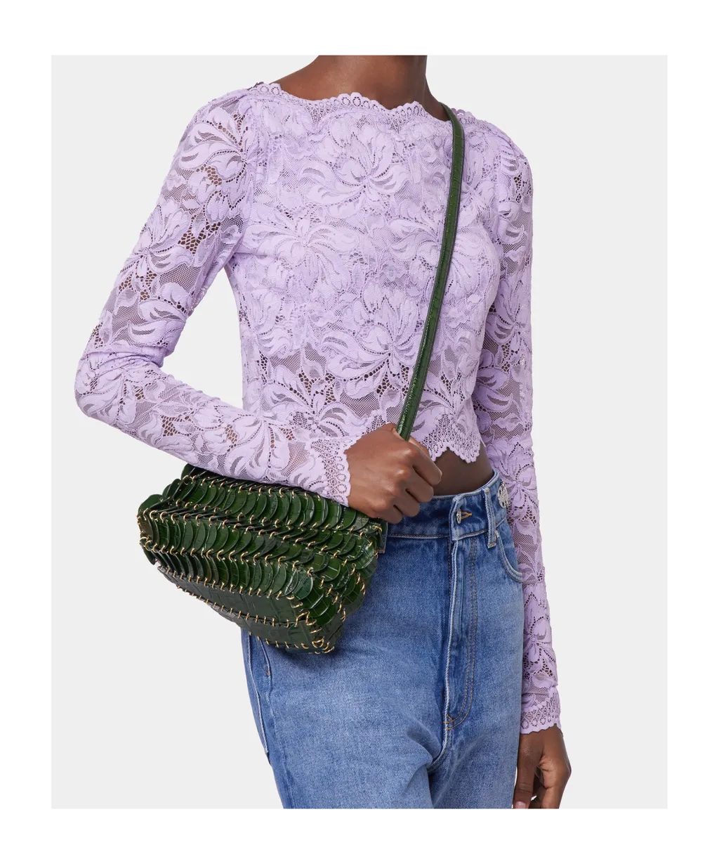 Discs Detailed Embossed Crossbody Bag