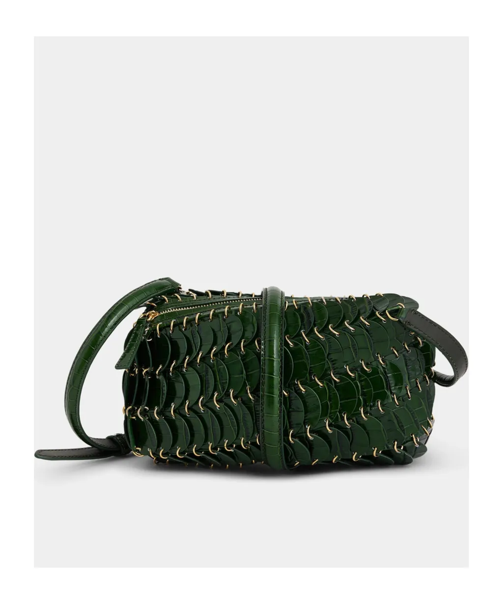 Discs Detailed Embossed Crossbody Bag