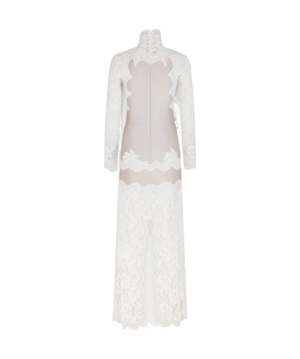 Laced Jersey Long Dress