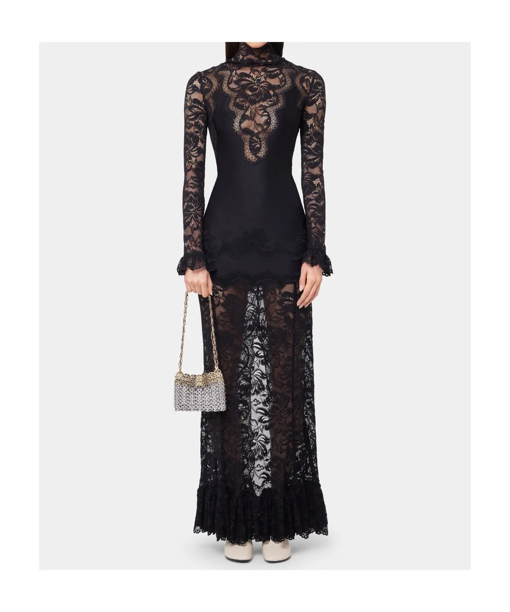 Lace Jersey Long Dress
