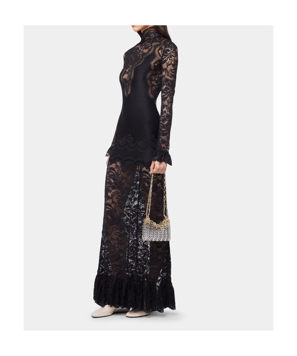 Lace Jersey Long Dress