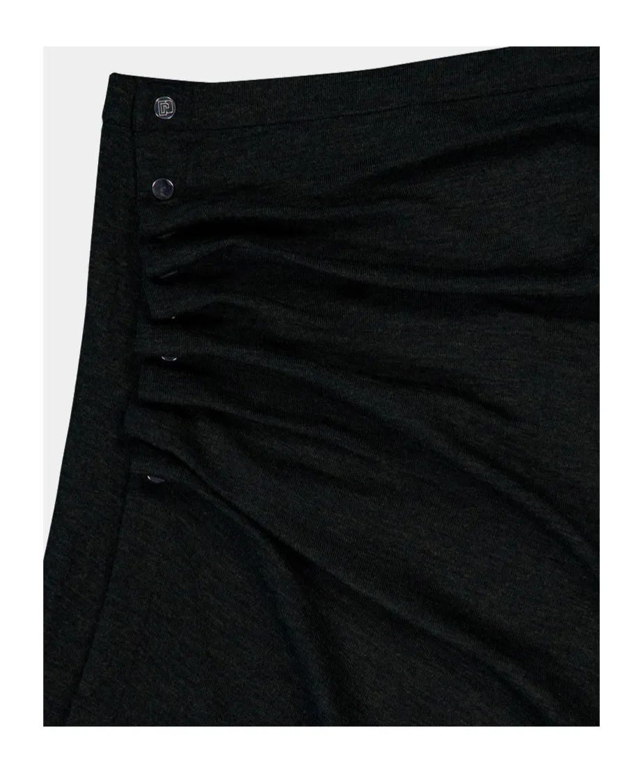 Asymmetric Gathered Midi Skirt