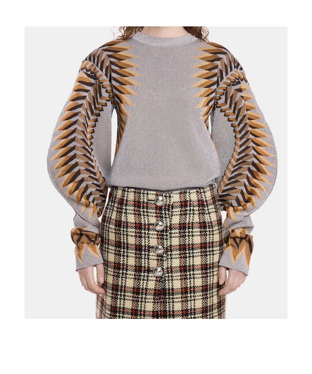 Long-Sleeved Lurex Jacquard Jumper