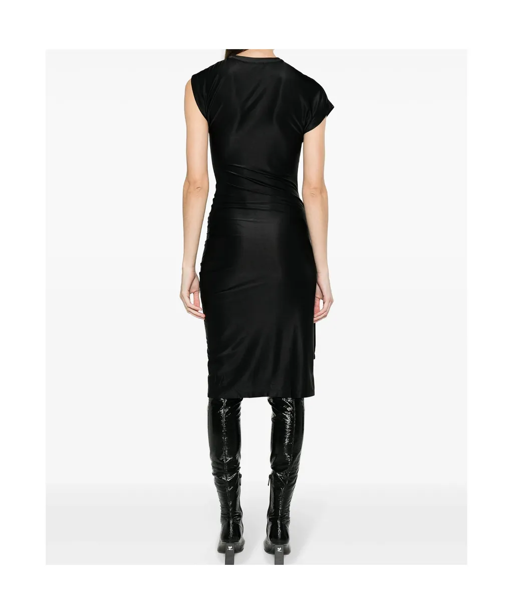 Gathered Satin Midi Dress