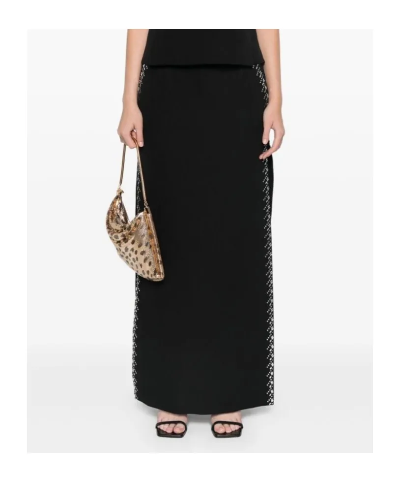 Side Slit Embellished Midi Skirt