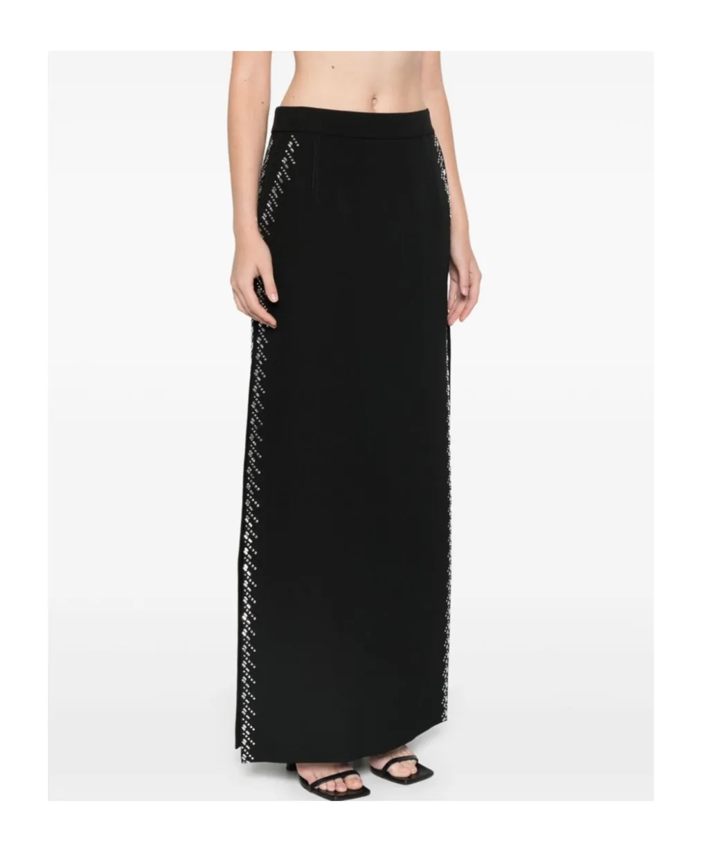 Side Slit Embellished Midi Skirt