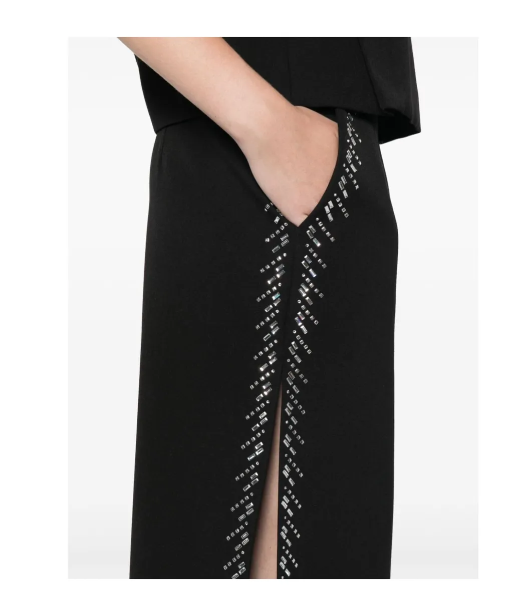 Side Slit Embellished Midi Skirt
