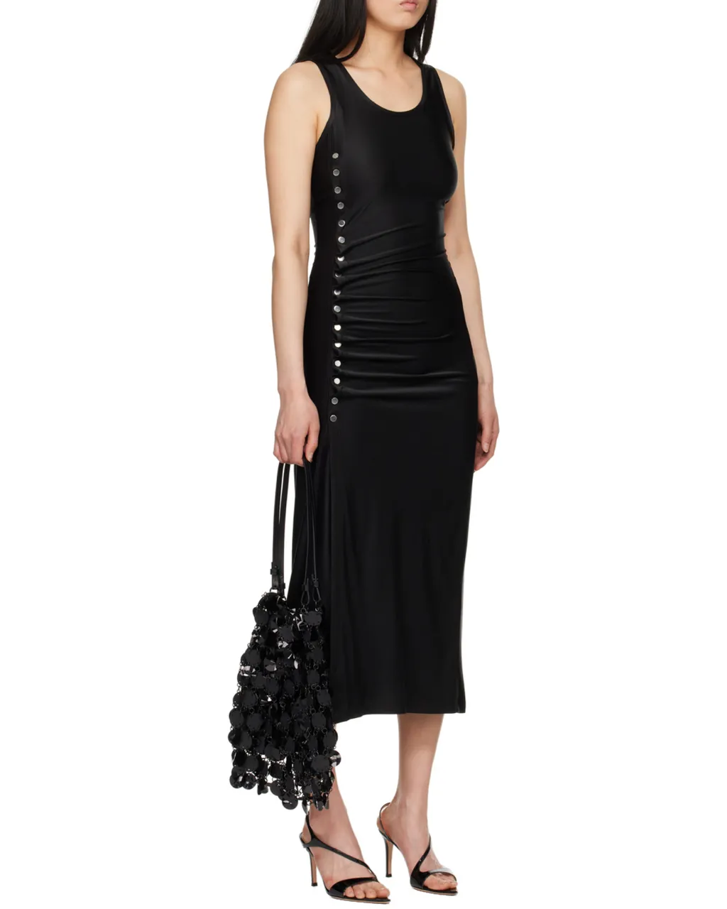 Stud-Detailed Sleeveless Midi Dress