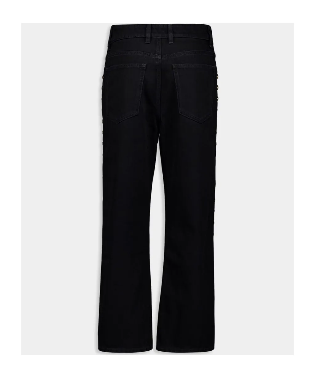 Stud Embellished Straight Leg Jeans