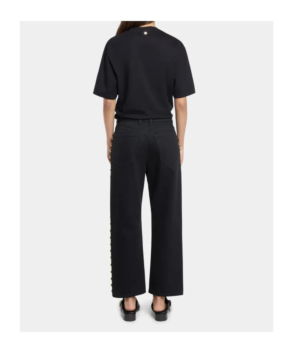 Stud Embellished Straight Leg Jeans