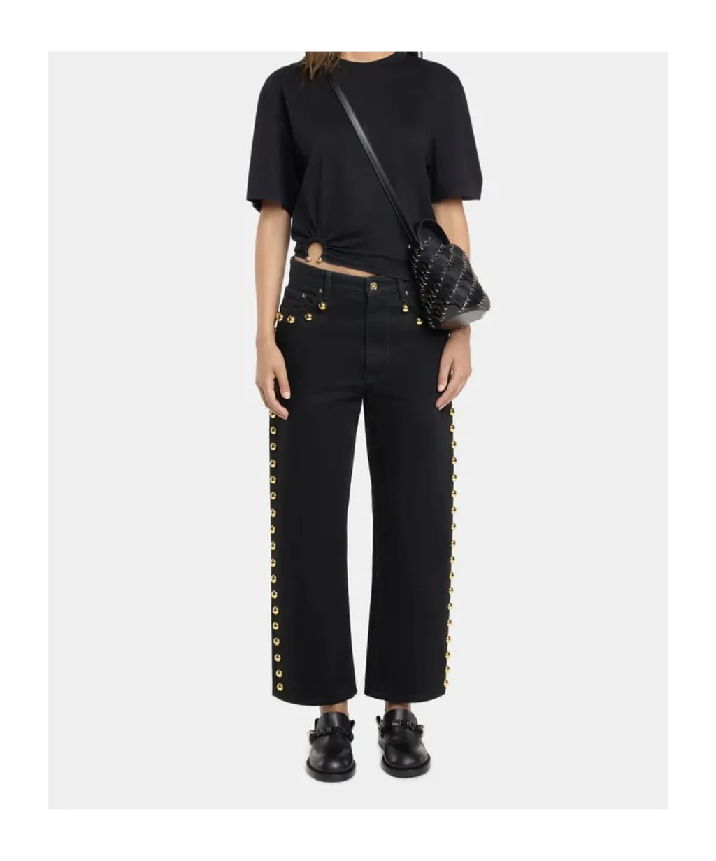 Stud Embellished Straight Leg Jeans