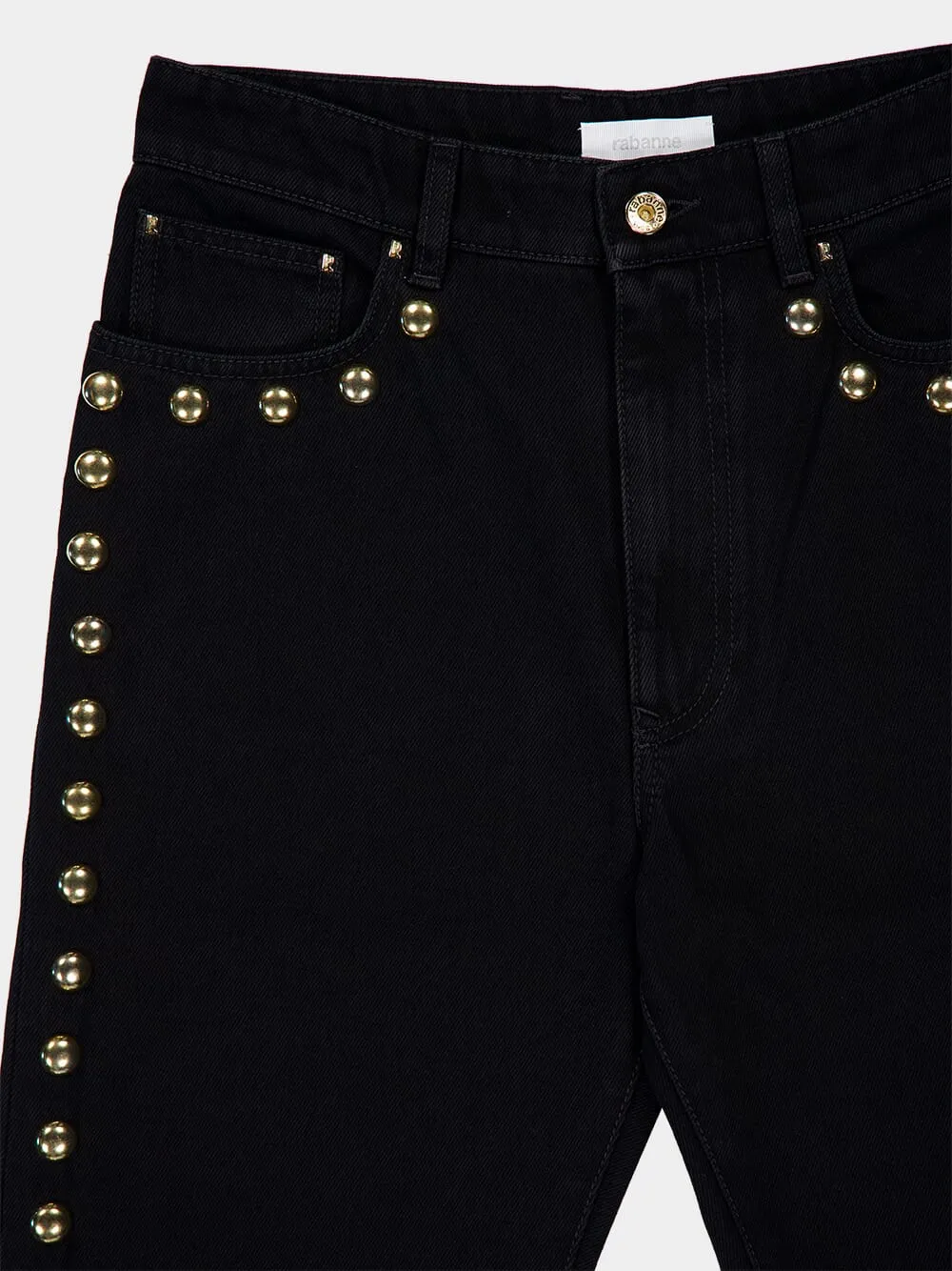 Stud Embellished Straight Leg Jeans