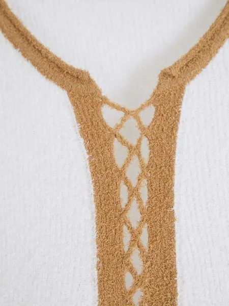Cut-Out V-Neck Knitted Jumper