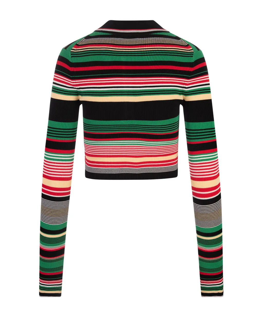 Striped Knitted Polo Top