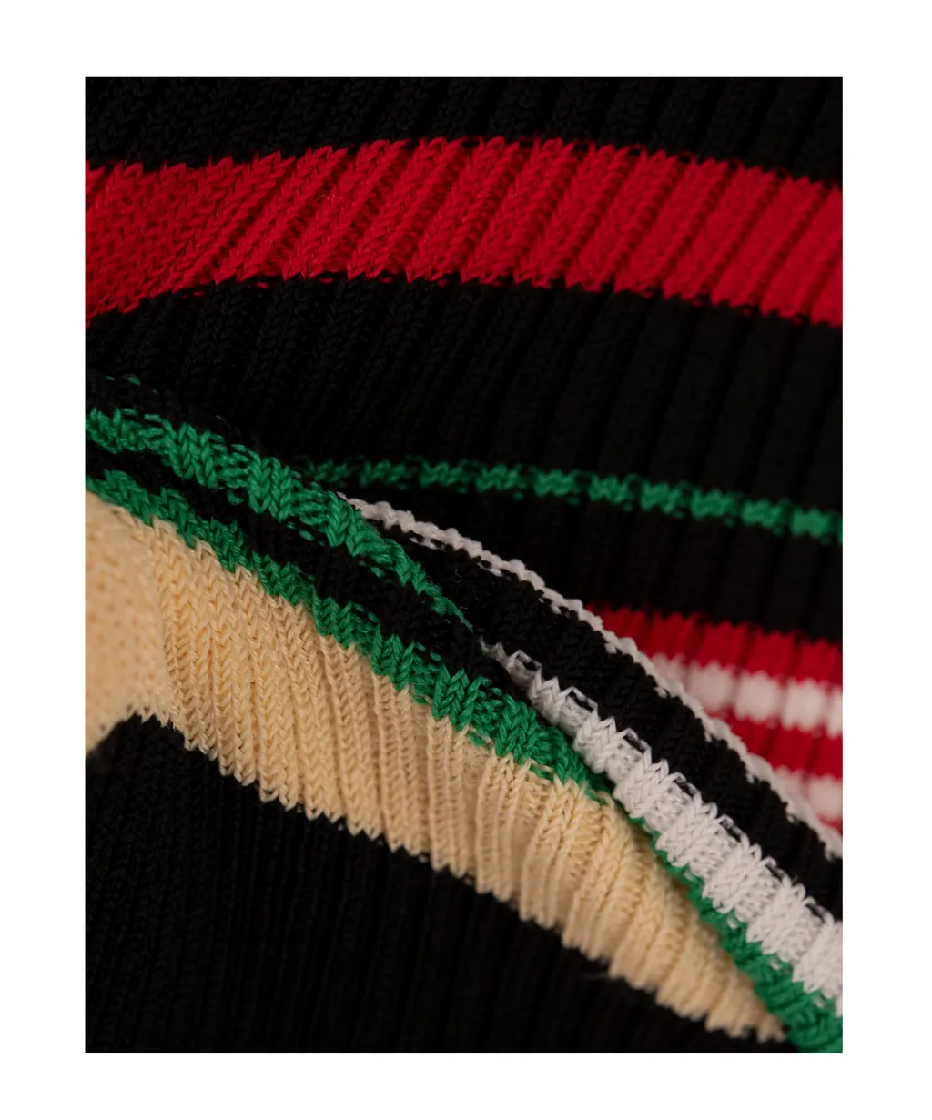 Striped Knitted Polo Top