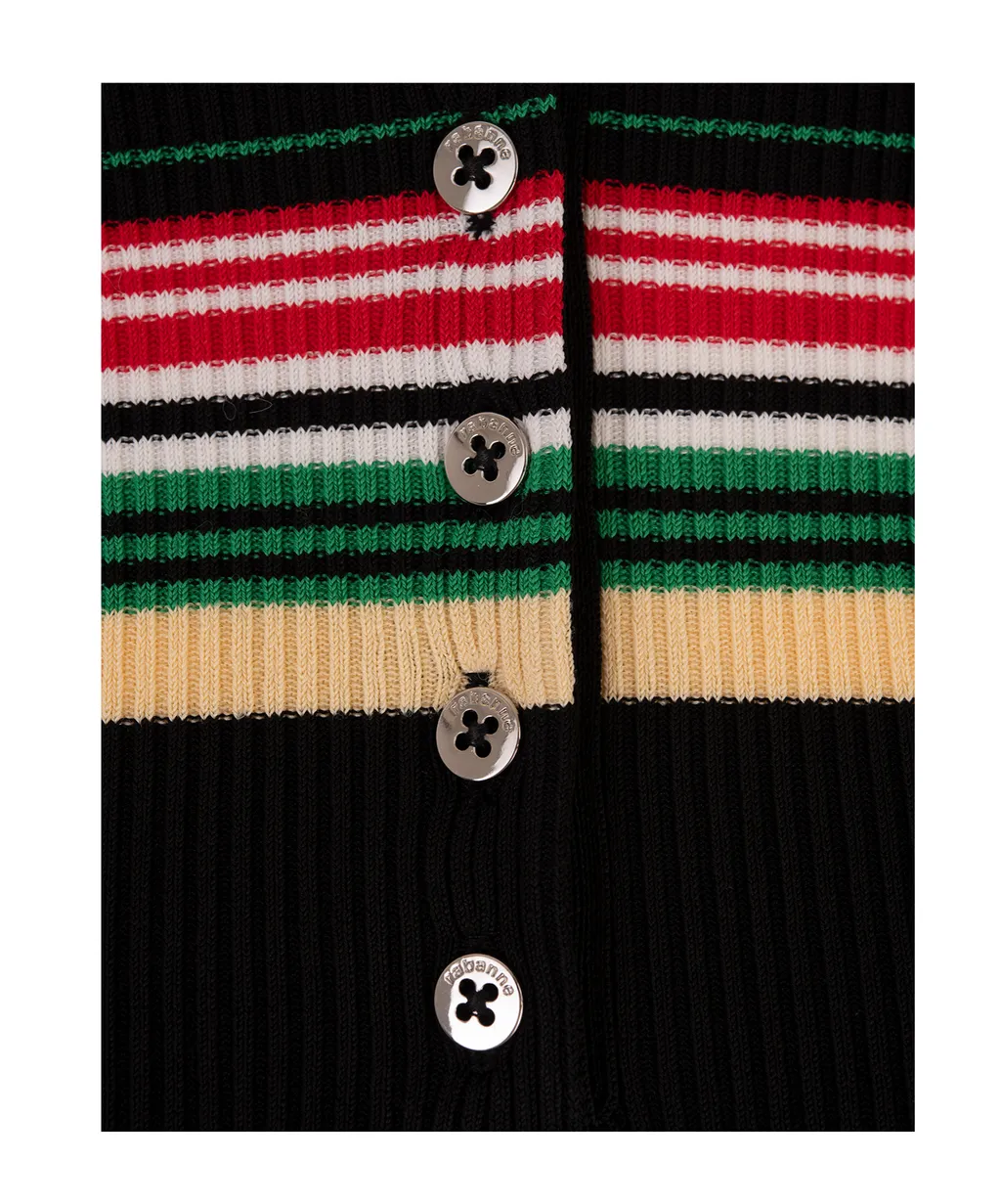 Striped Knitted Polo Top