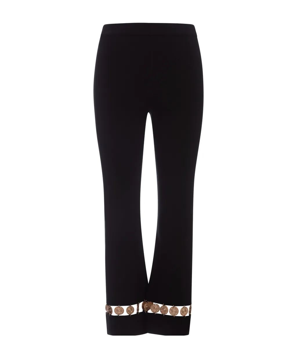 Embellished Cut-Out Knitted Trousers