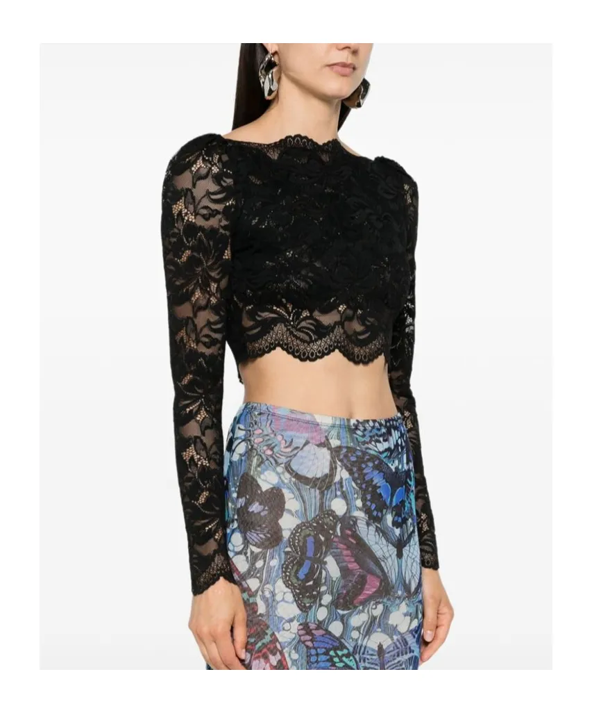 Floral-Lace Cropped Top