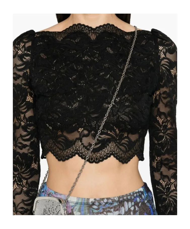 Floral-Lace Cropped Top