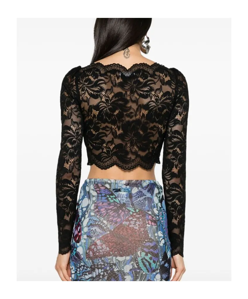 Floral-Lace Cropped Top