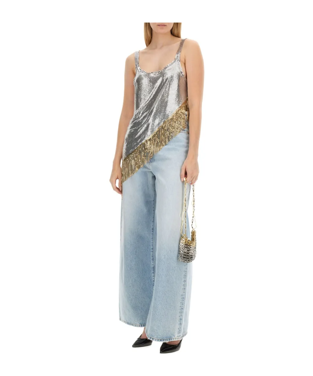 Fringed Asymmetric Chainmail Tank Top