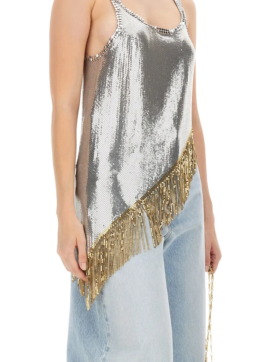 Fringed Asymmetric Chainmail Tank Top