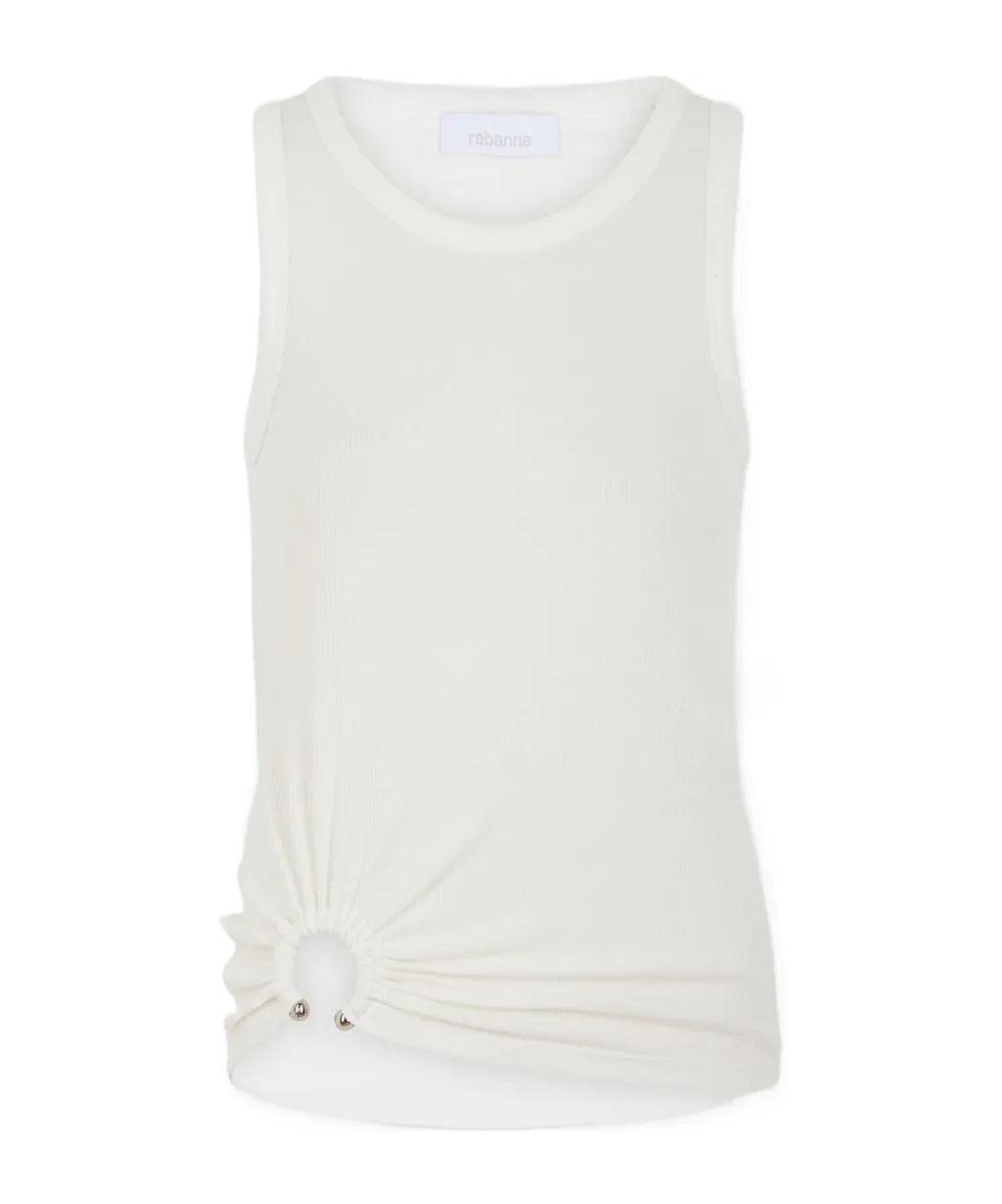 Asymmetric Gathered-Detail Tank Top