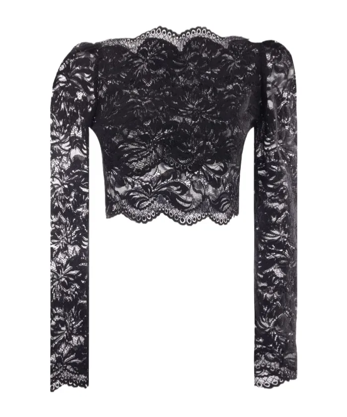 Long Sleeved Cropped Lace Top