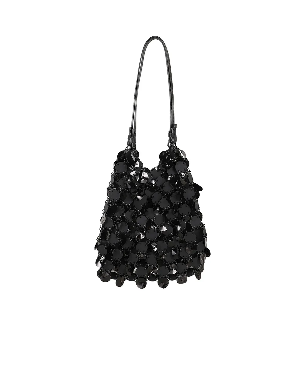 Disc Embellished Top Handle Bag