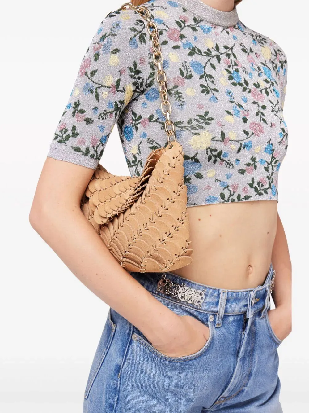 Panelled Chain-Link Shoulder Bag