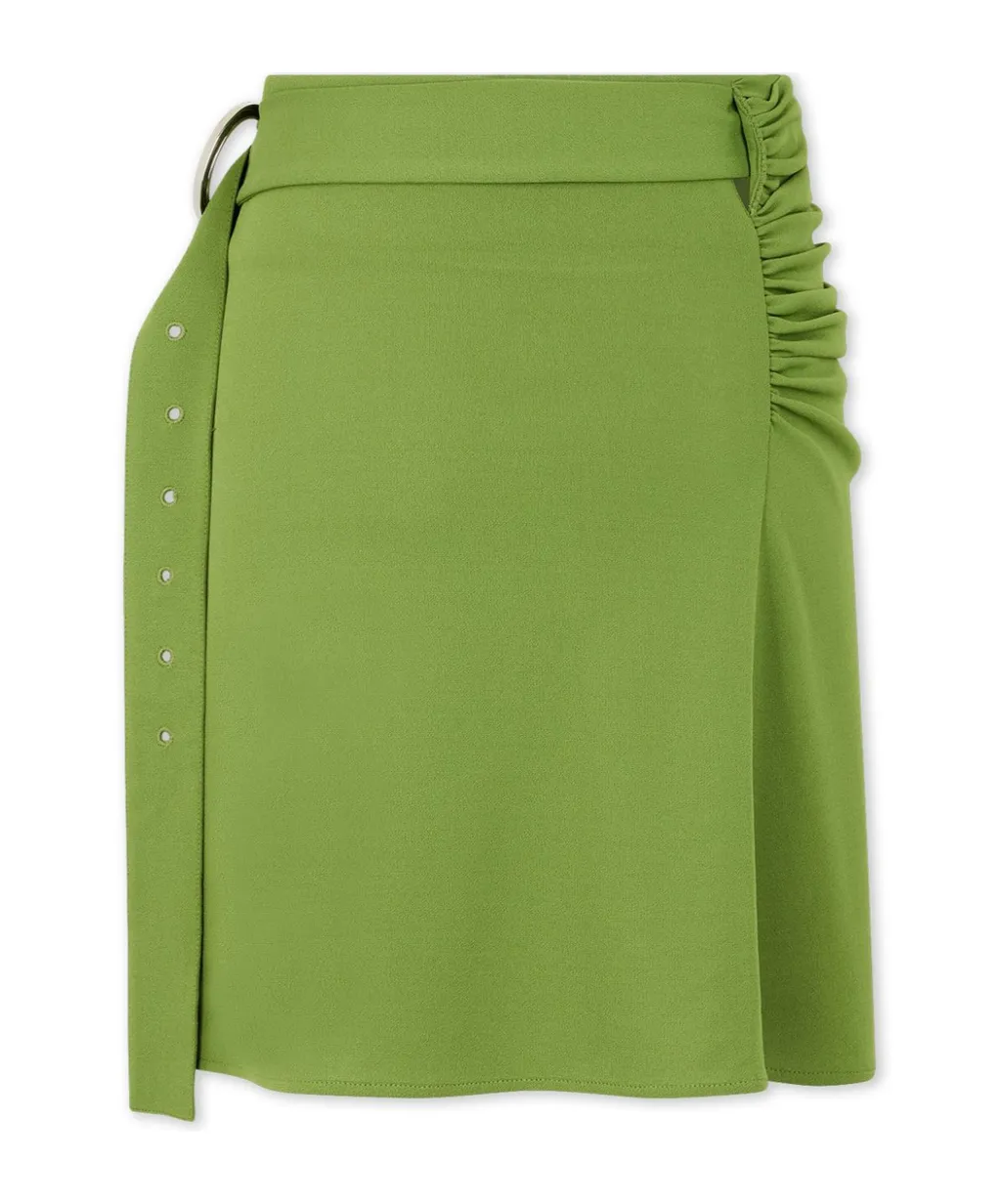 Ruched Detailed Belted Mini Skirt