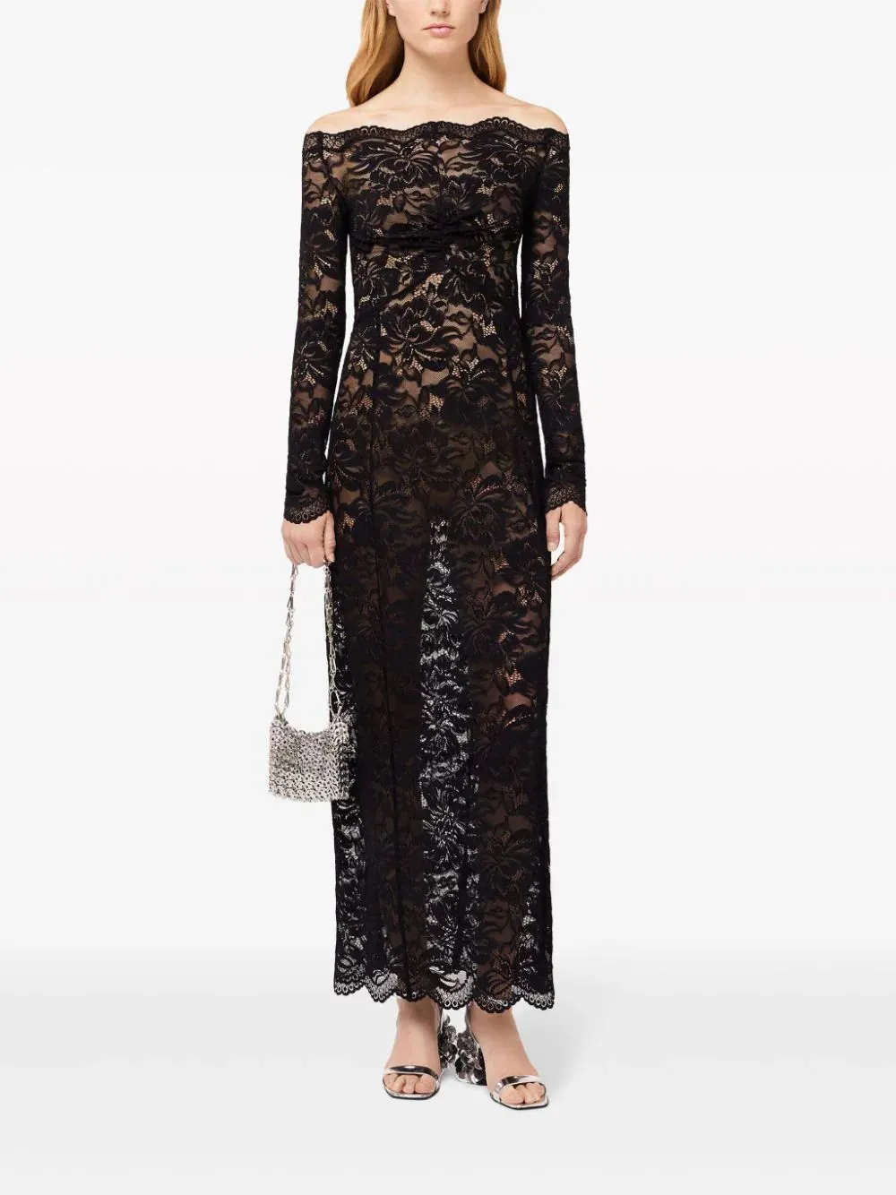 Bardot Collar Laced Long Dress