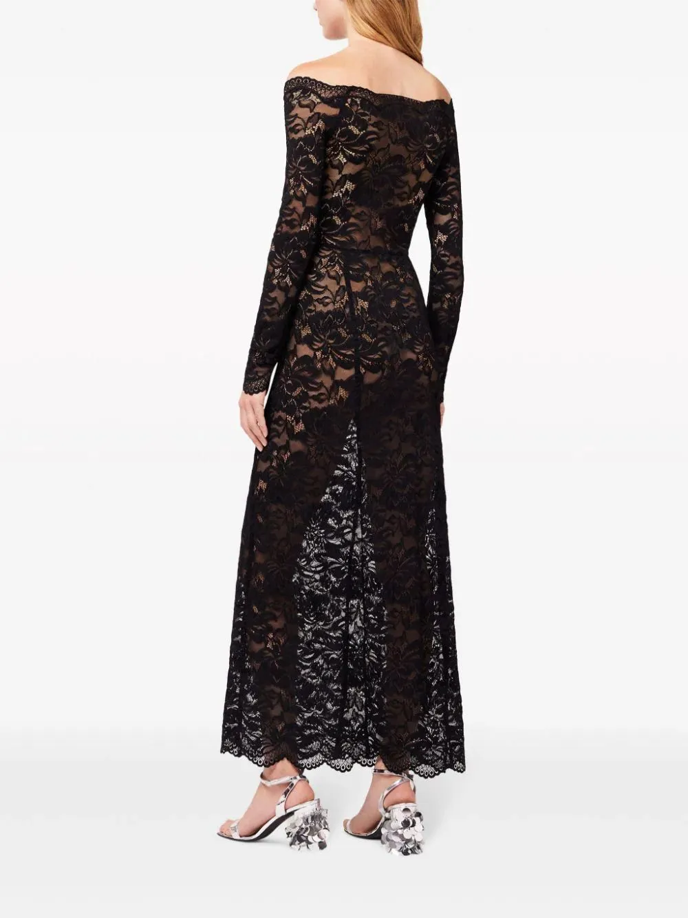 Bardot Collar Laced Long Dress