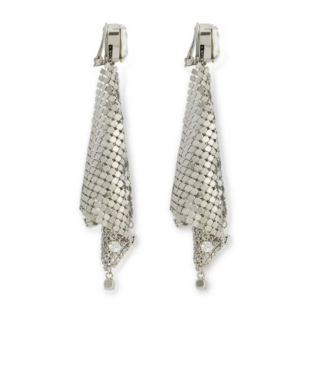 Crystal-Embellished Chainmail Drop Earrings