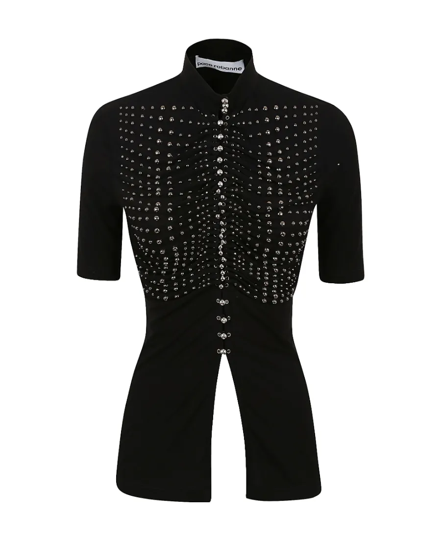 Stud-Detail Jersey Top