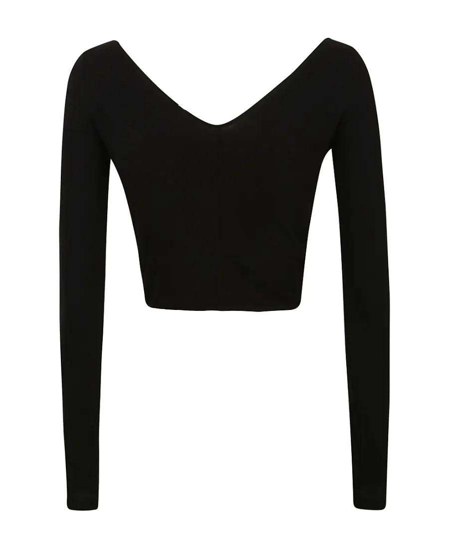 Embellished Cropped Long-Sleeve Top