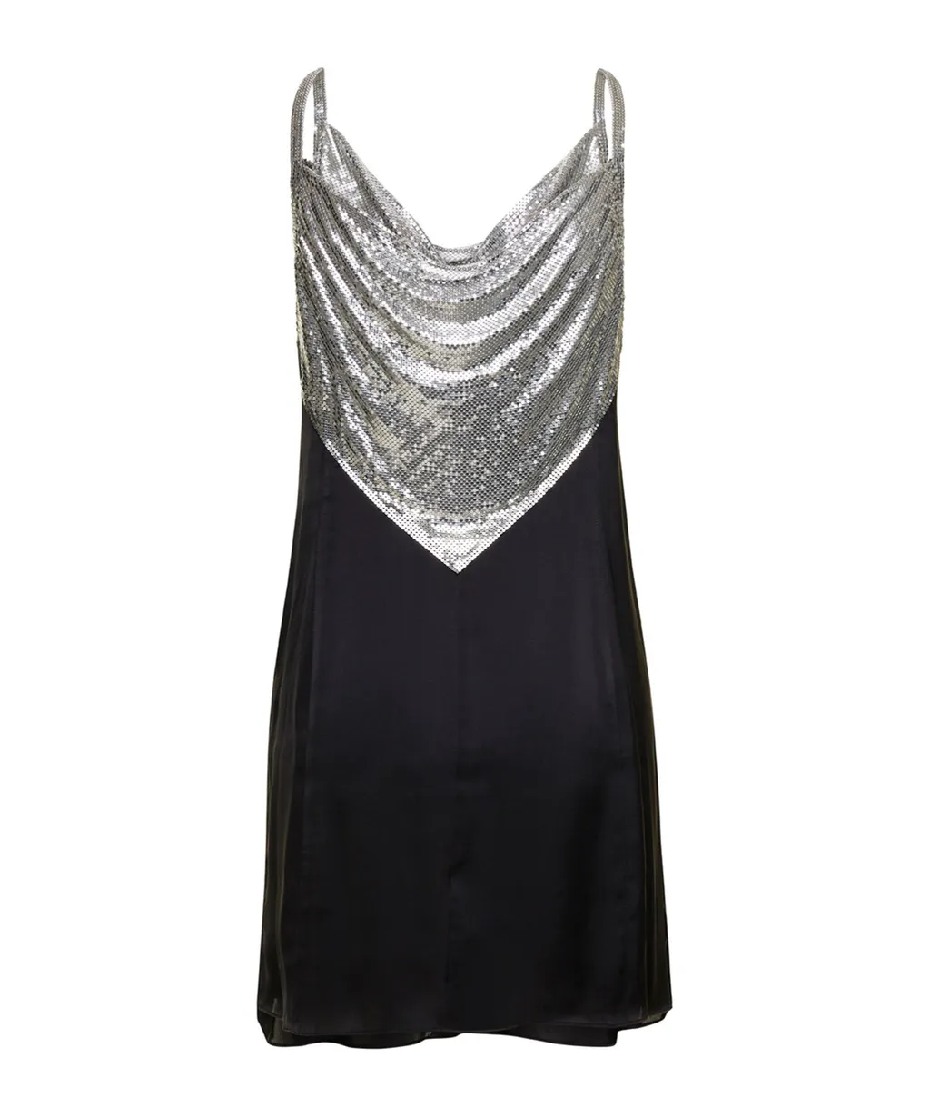 Chainmail Panelled Cowl-Neck Mini Dress
