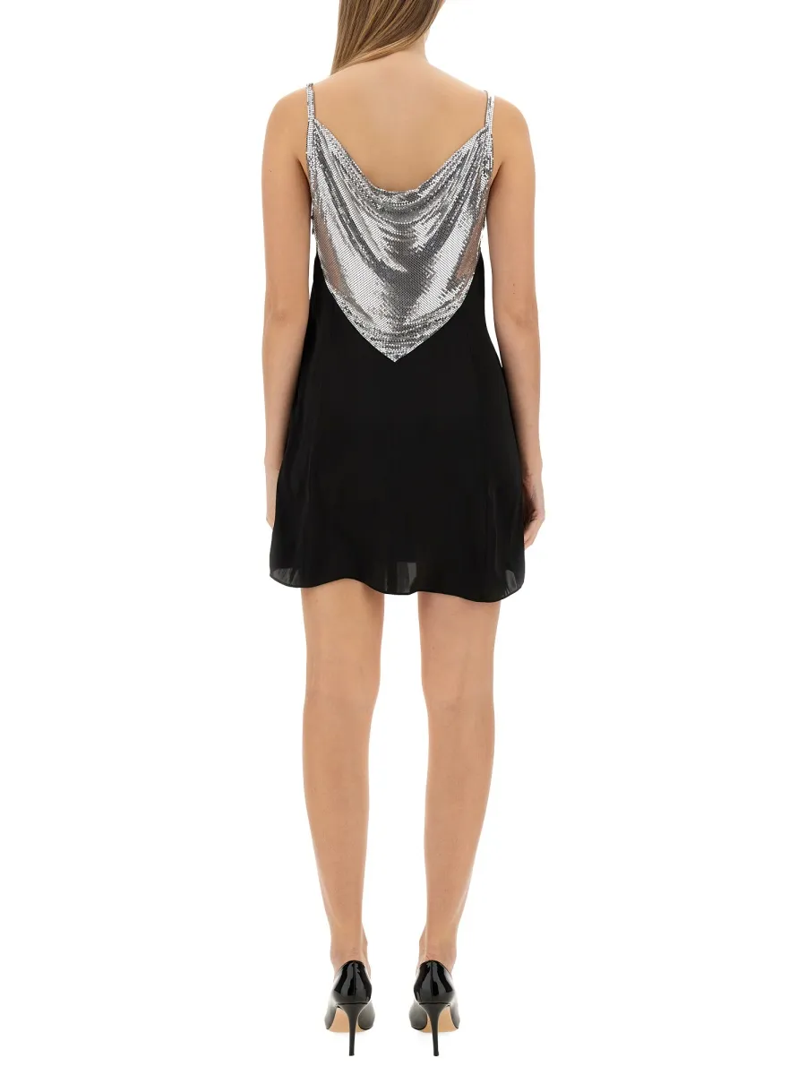 Chainmail Panelled Cowl-Neck Mini Dress