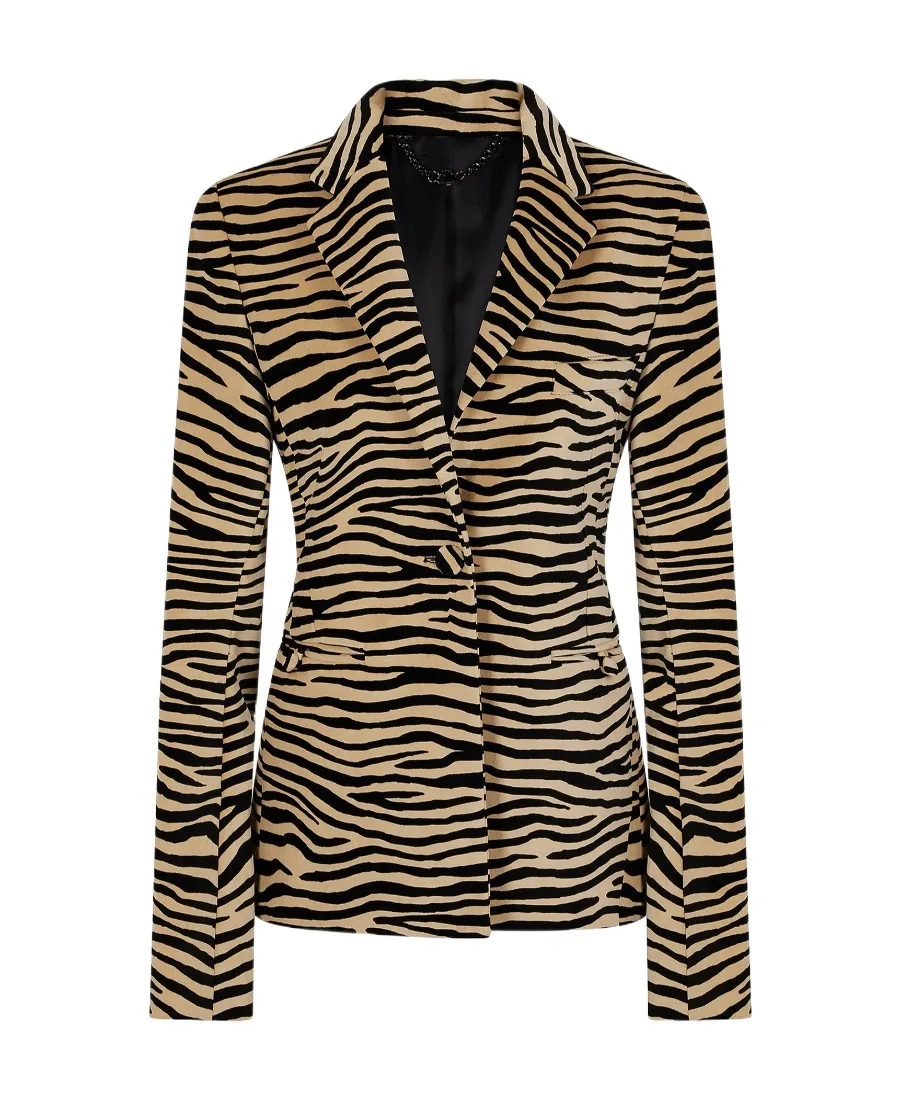 Tiger Printed Single-Breasted Blazer