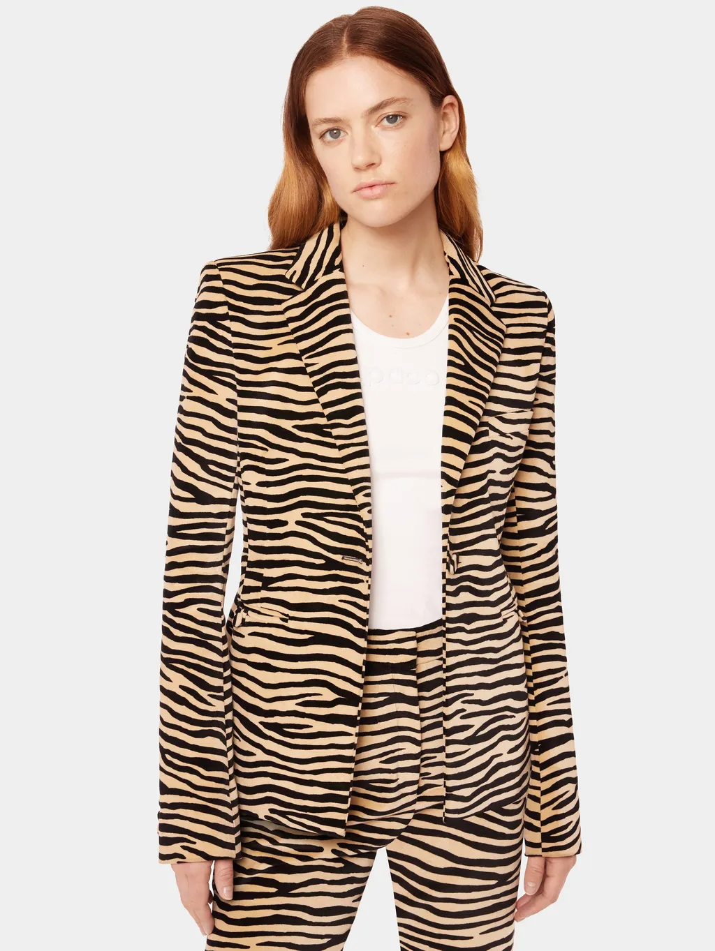 Tiger Printed Single-Breasted Blazer