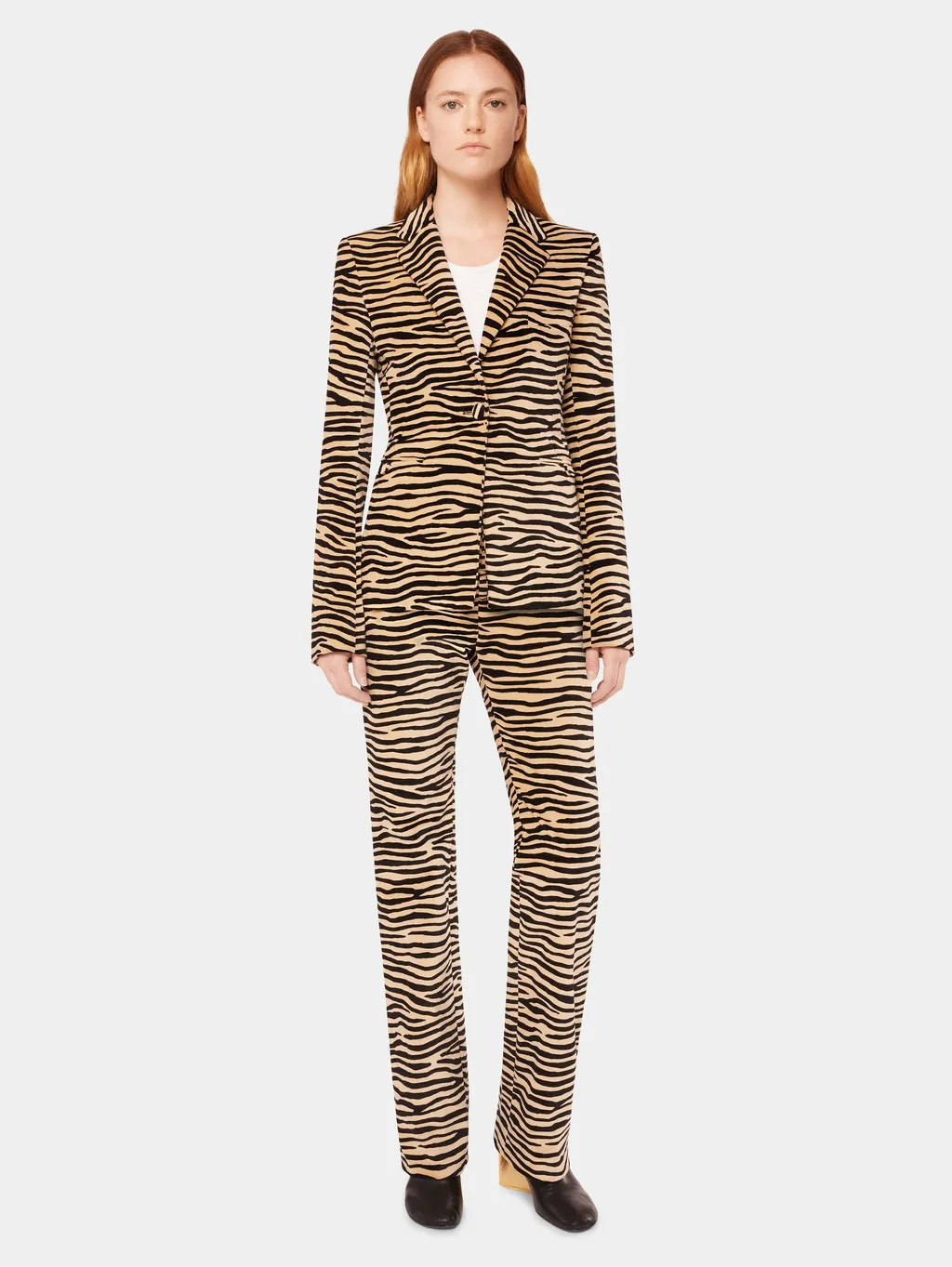 Tiger Printed Single-Breasted Blazer