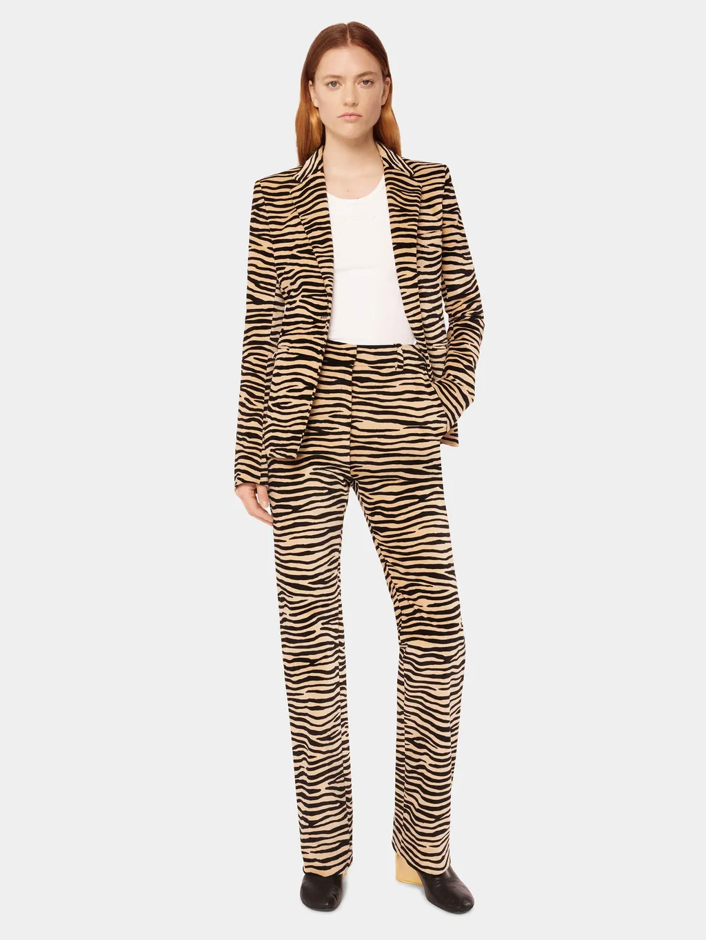 Tiger Printed Single-Breasted Blazer