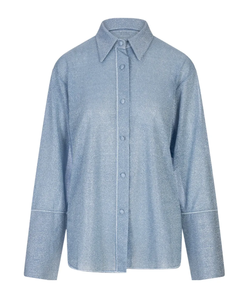 Glitter-Detail Button-Up Shirt
