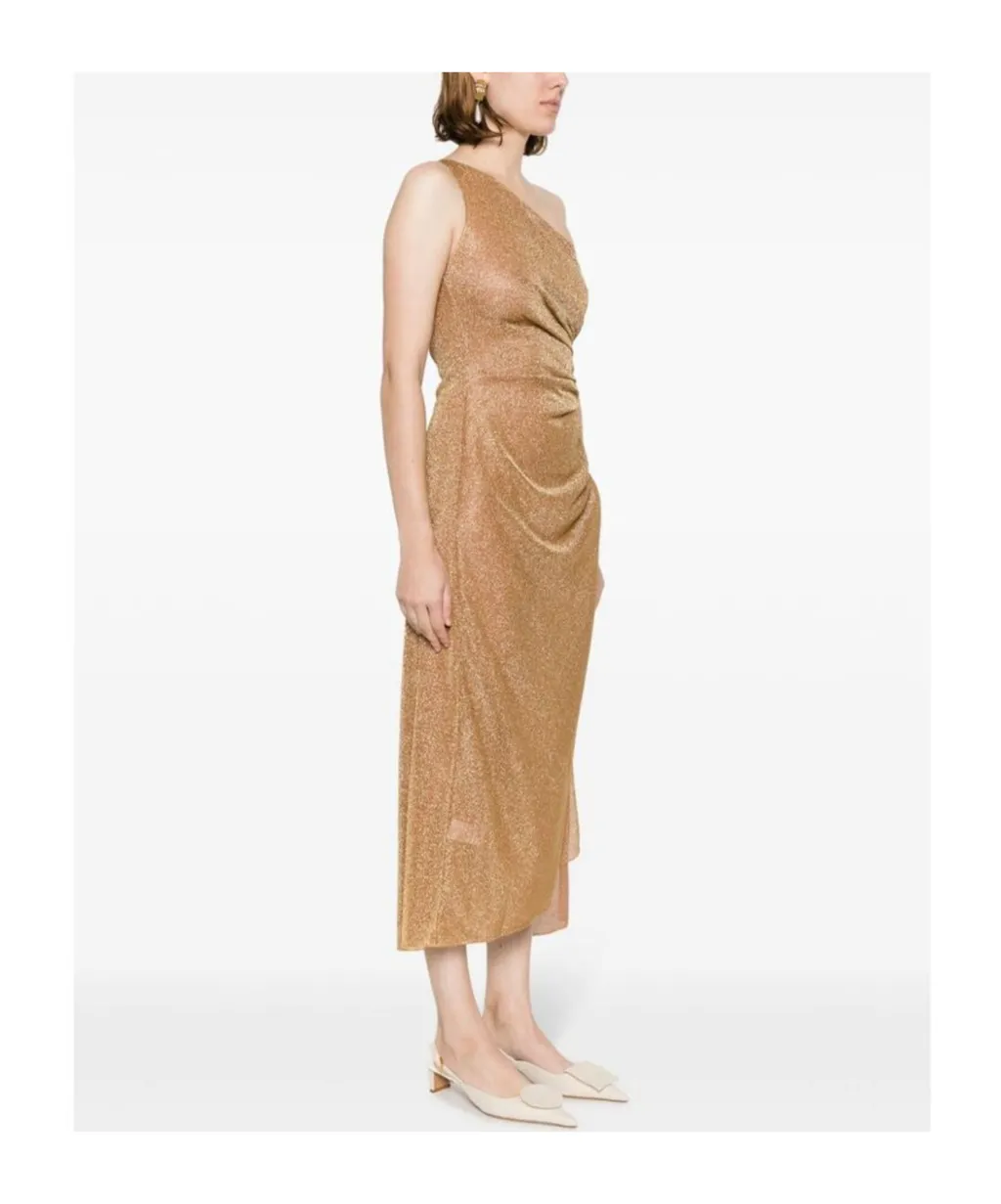 Knot-Embellished Metallic Midi Dress