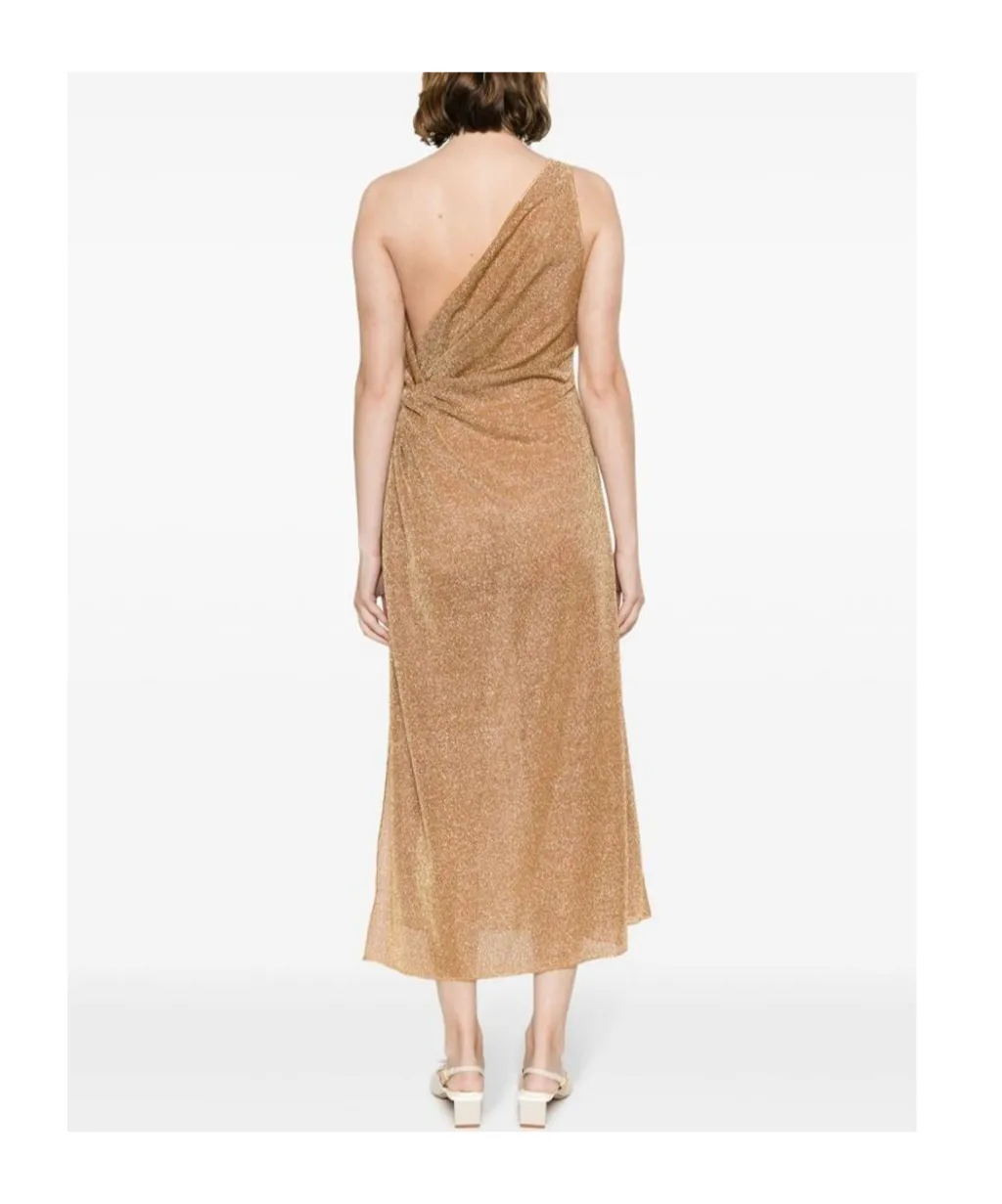 Knot-Embellished Metallic Midi Dress