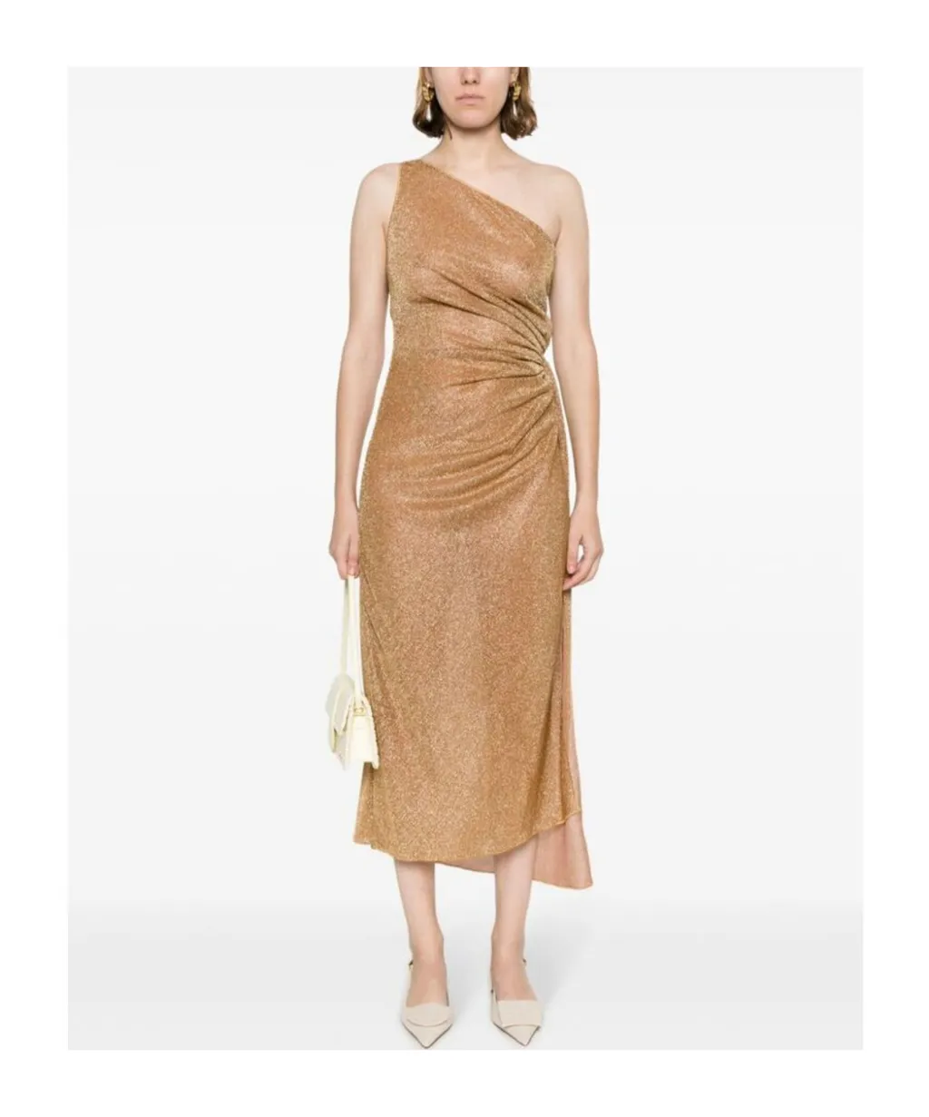 Knot-Embellished Metallic Midi Dress