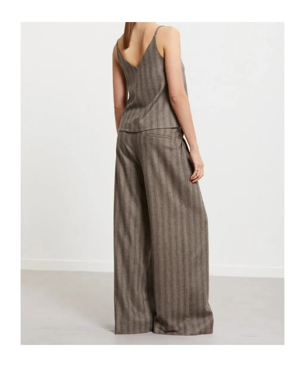 Pinstripe Wide-Leg Pants