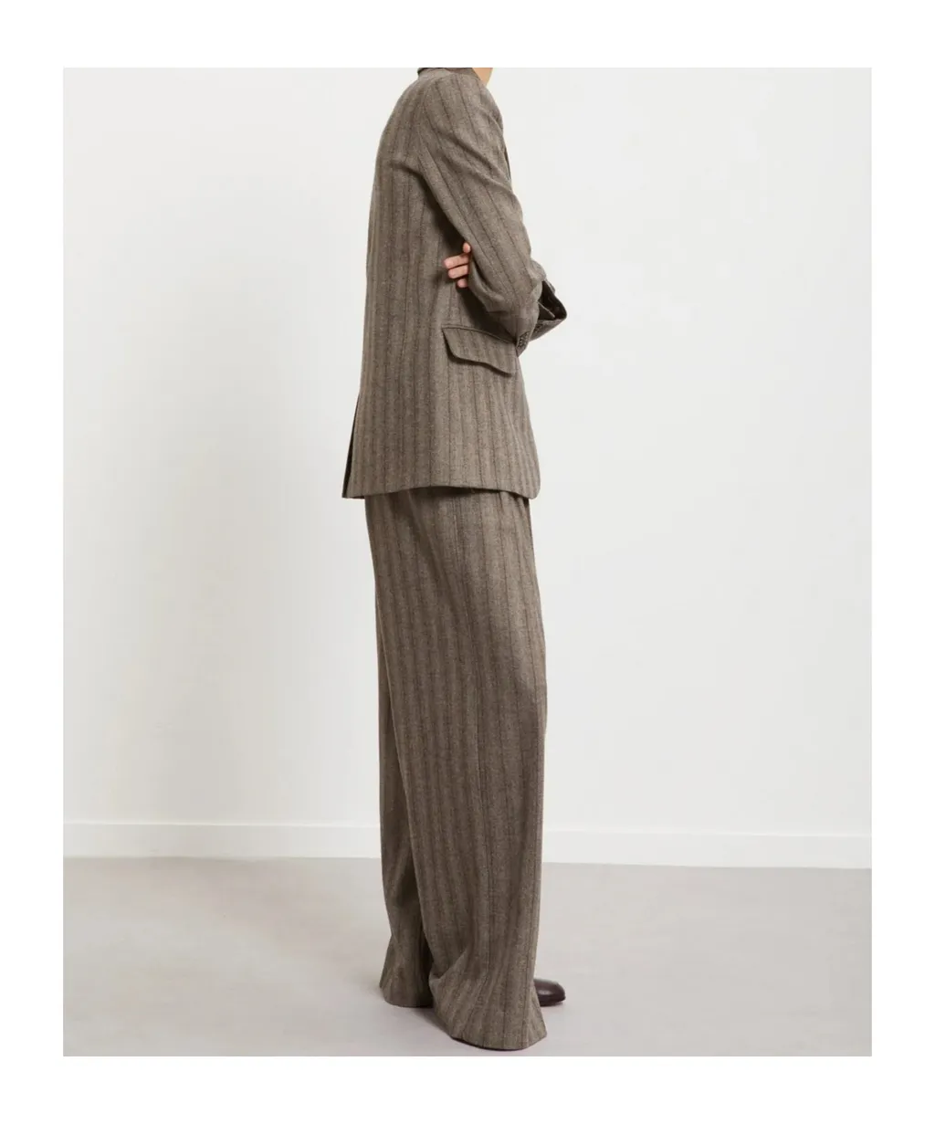 Pinstripe Wide-Leg Pants
